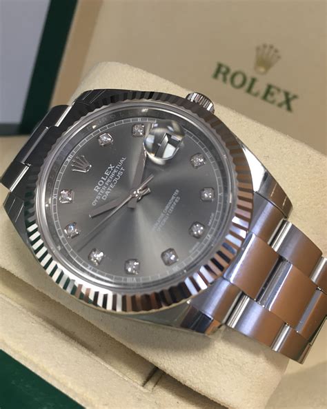 rolex 41 mm rhodium dial|rolex diamond dial 2022.